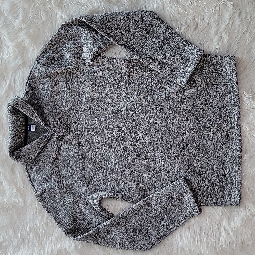 Old Navy Gray Marled Collared Fleece Sweater Boys XXL 18